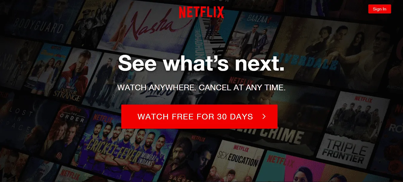 netflix landing page