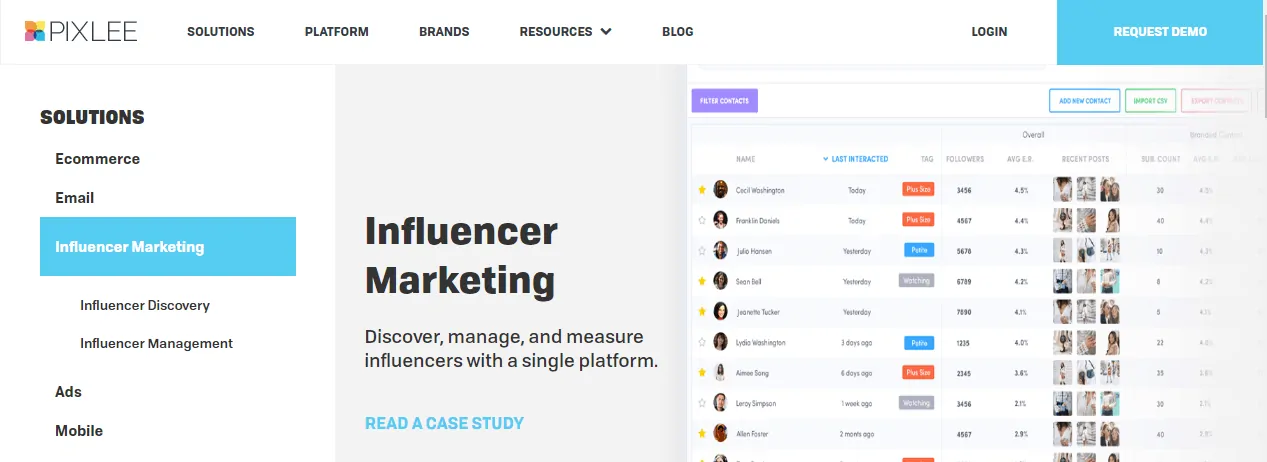 pixlee influencer management