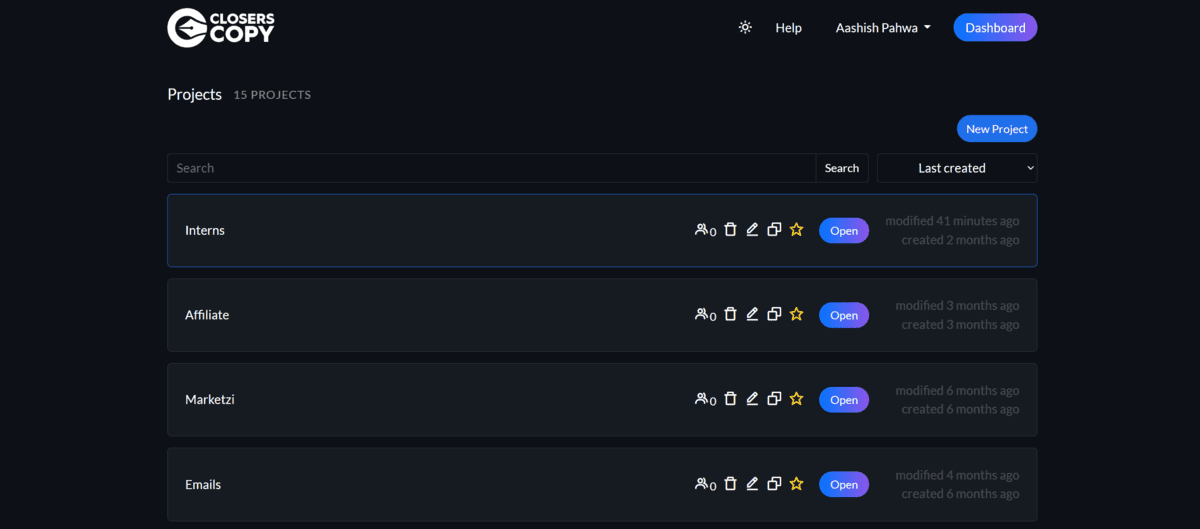 Closerscopy Dashboard
