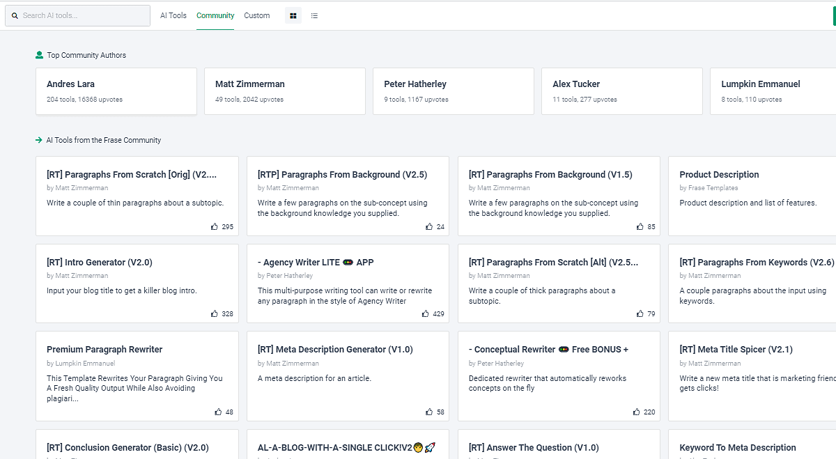 Frase Using AI Templates From Frase Community 
