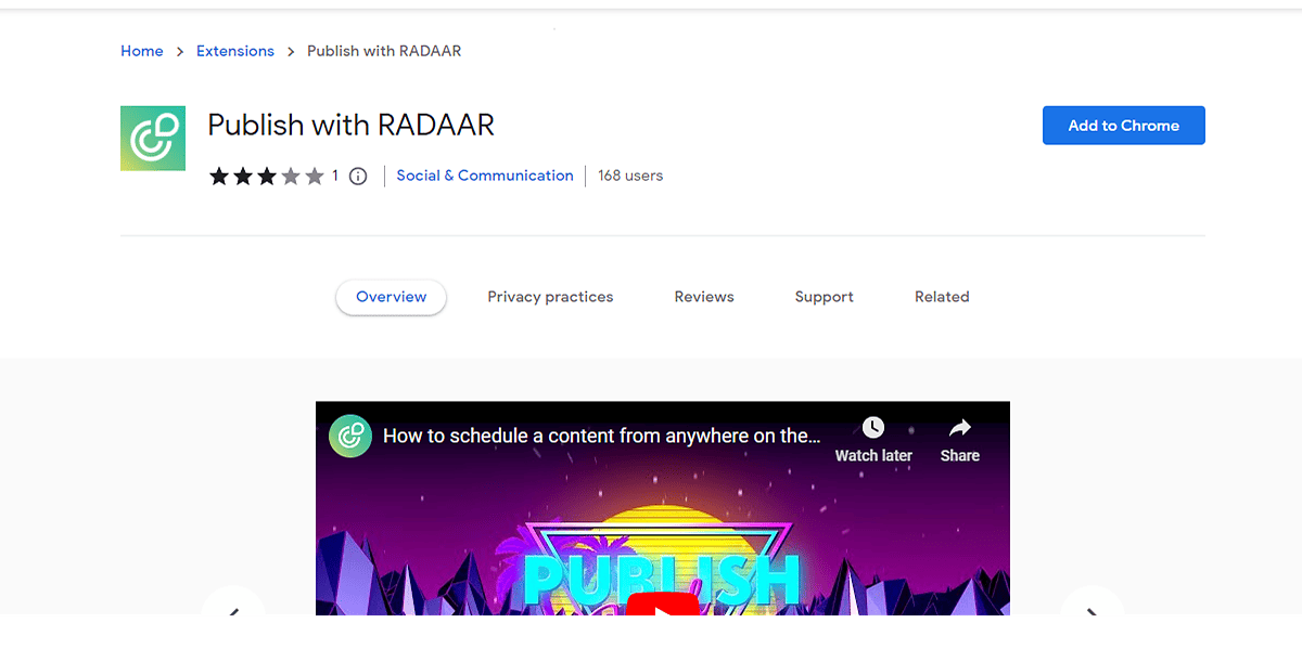 Publish with RADAAR Chrome Extension