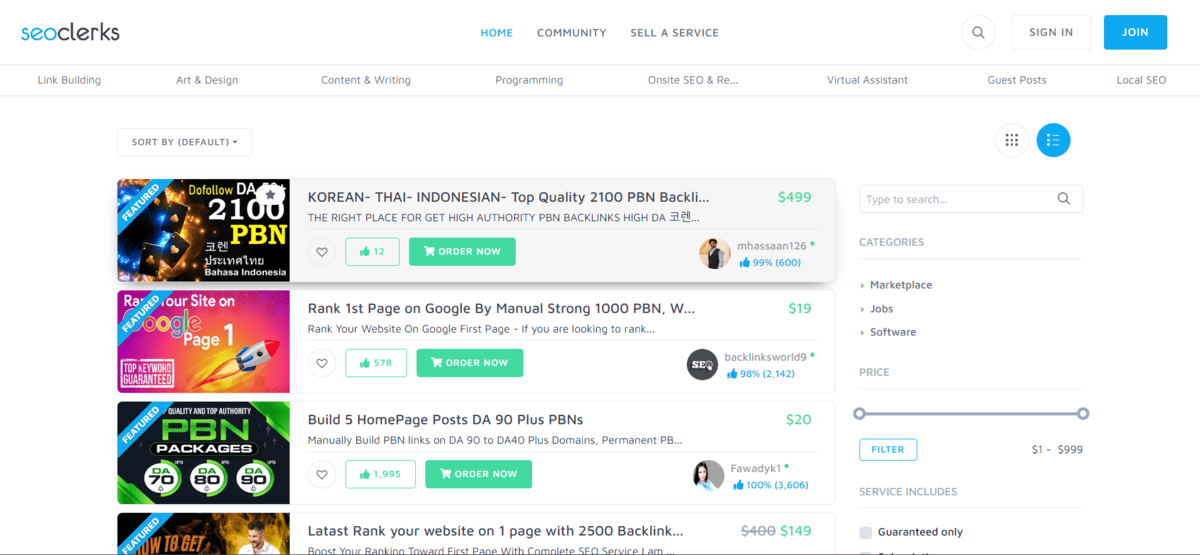SEOClerks SEOClerks - Platforms To Outsource Link Building
